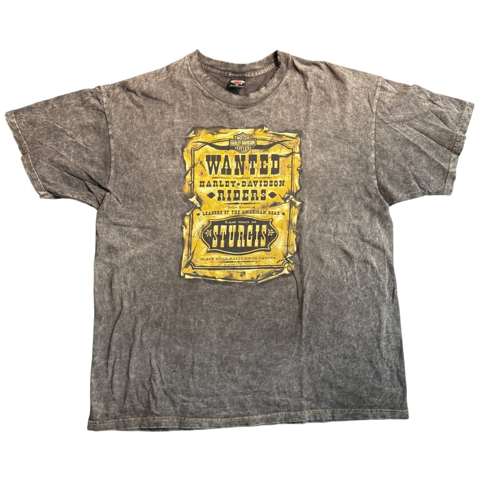 Vintage Harley-Davidson Sturgis 60th Anniversary T-Shirt XL Gray Acid Wash 2000 - Picture 1 of 8